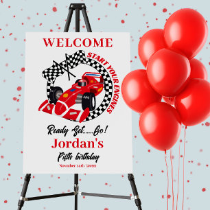 Start Your Engines Red Race Car Any Age Birthday Foam Board