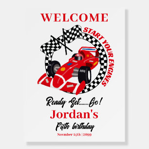 Start Your Engines Red Race Car Any Age Birthday Foam Board