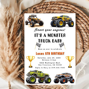 Start your engines Trucks Birthday Party  Invitation