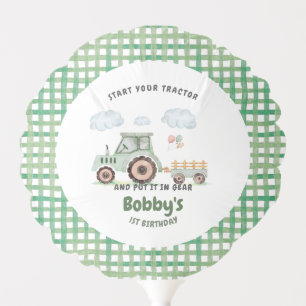 Start Your Tractor 1st Birthday Balloon