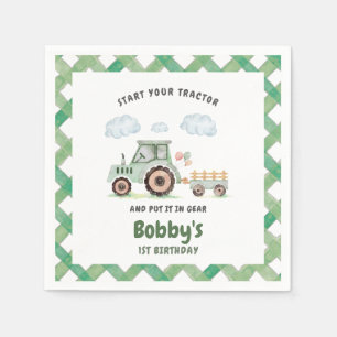 Start Your Tractor 1st Birthday Napkins