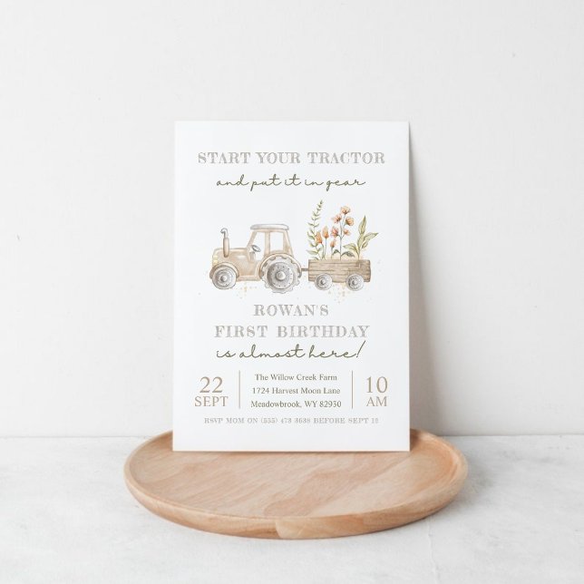 Start your tractor farm birthday party  invitation (Start your tractor farm birthday party invitation)