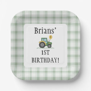 Start Your Tractor Square Paper Plate