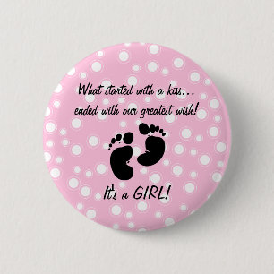 Started With A Kiss Wish Pink Custom Button
