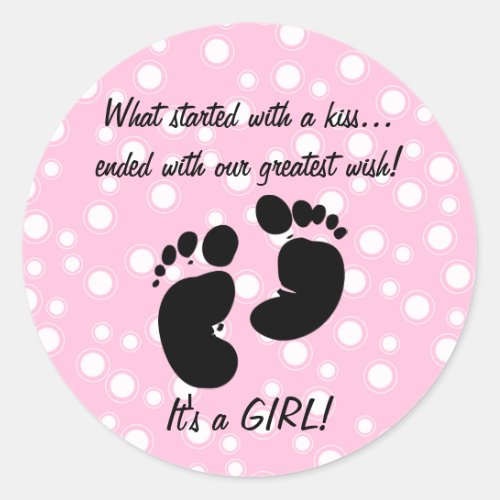 Started With A Kiss Wish Pink Custom Classic Round Sticker