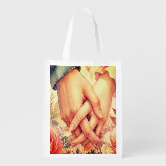 Starting Our Life Together Hand in Hand Wedding Grocery Bag