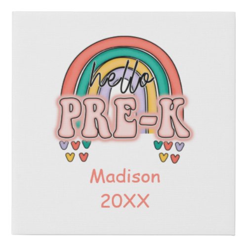 Starting Pre_K Back To School Rainbow Hearts Faux Canvas Print