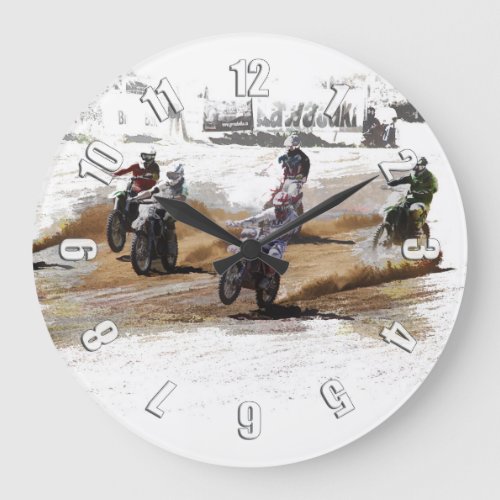 Starting Strong _ Motocross Racers Large Clock