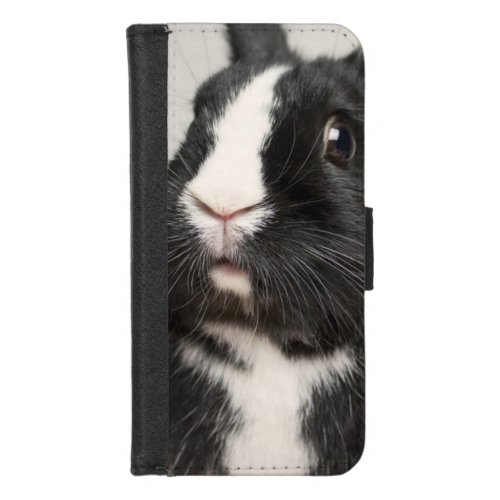 Startled Black and White Bunny Rabbit iPhone 87 Wallet Case