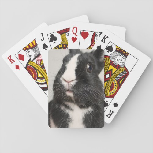 Startled Black and White Bunny Rabbit Playing Cards