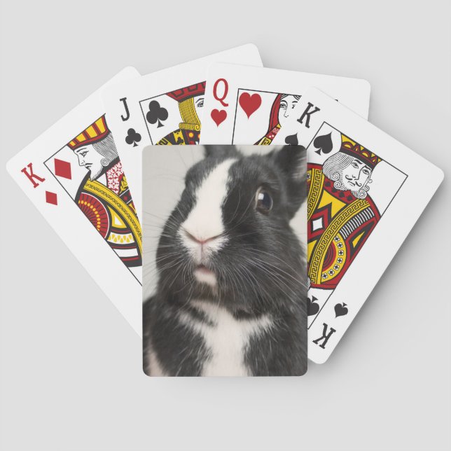 Startled Black and White Bunny Rabbit Poker Cards (Back)