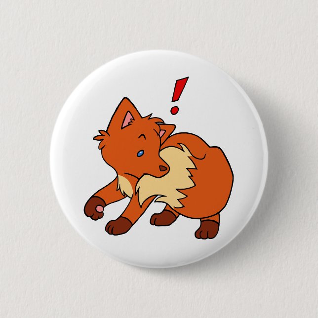 Startled Fox Pinback Button (Front)