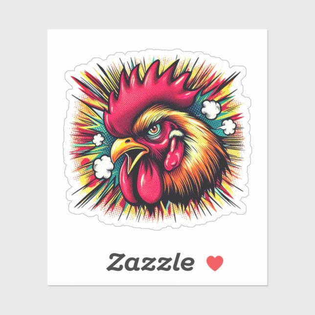 "Startled Mad Rooster" Vinyl Sticker (Sheet)