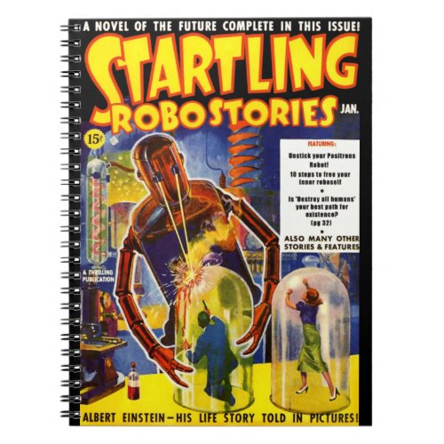 Startling Stories for Robots  Parody Retro Art Notebook