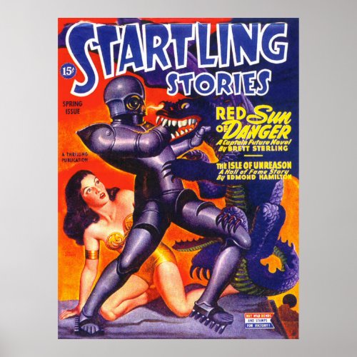STARTLING STORIES Vintage Pulp Magazine Cover Art Poster