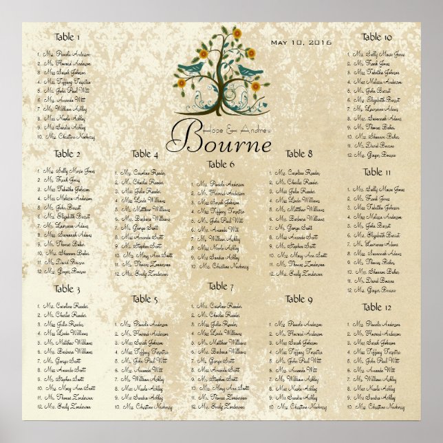 Starts at $13.20 Seating Chart 12 Tables (Front)