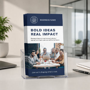 Startup Business Professional Logo Navy Tri-Fold Brochure