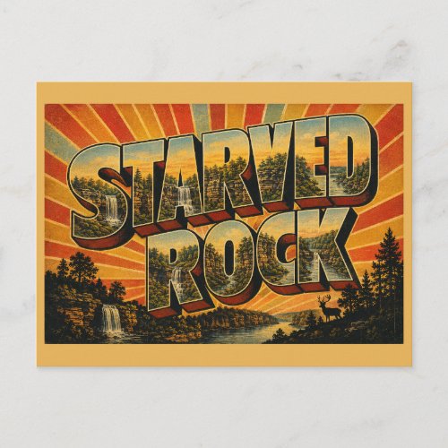 Starved Rock Illinois Sandstone Canyons Waterfalls Postcard