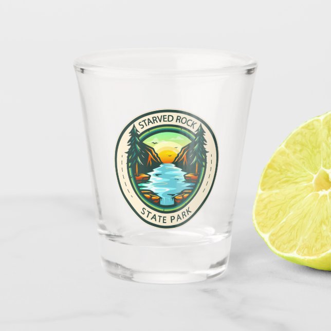 Starved Rock State Park Illinois Badge Shot Glass (Front)