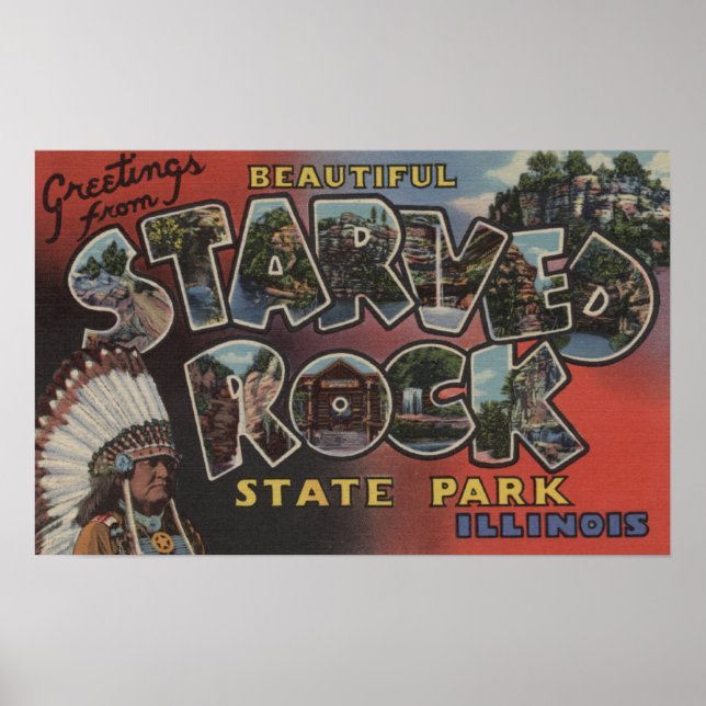 Starved Rock State Park - Large Letter Scenes Poster (Front)