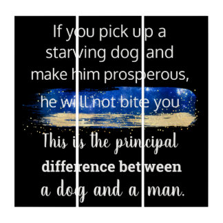 Starving dog quote by  Mark Twain Triptych