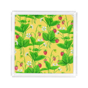 Starwberry garden on yellow acrylic tray