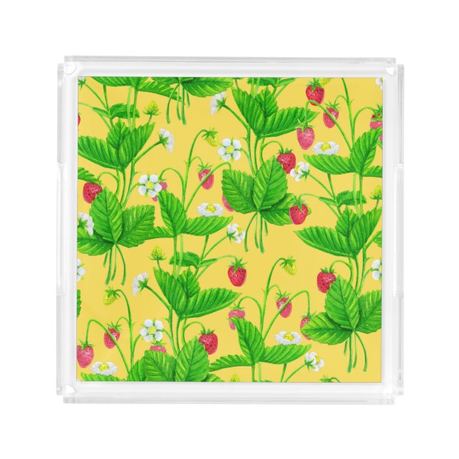 Starwberry garden on yellow acrylic tray (Front)