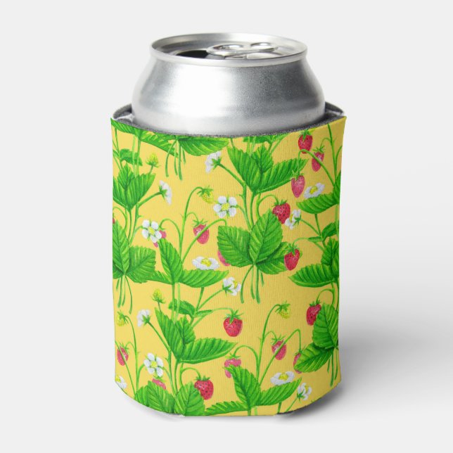Starwberry garden on yellow can cooler (Can Front)