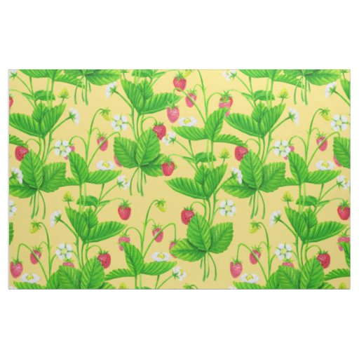 Starwberry garden on yellow fabric