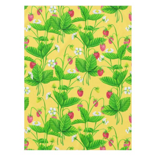 Starwberry garden on yellow tablecloth