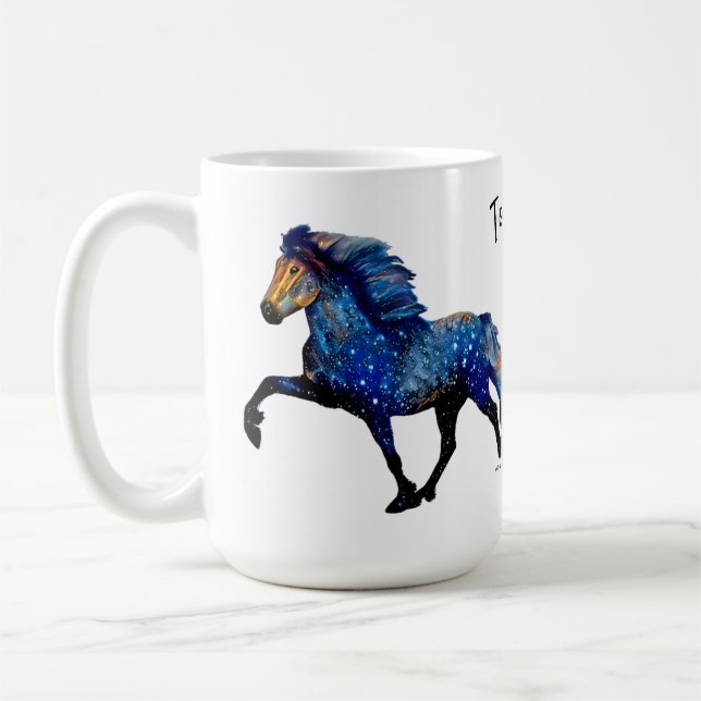 Stary Night Charismatic Tolting Icelandic horse Coffee Mug (Left)