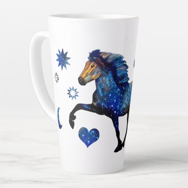 Stary Night Charismatic Tolting Icelandic horse Latte Mug (Left Angle)