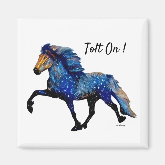 Stary Night Charismatic Tolting Icelandic horse Magnet (Front)