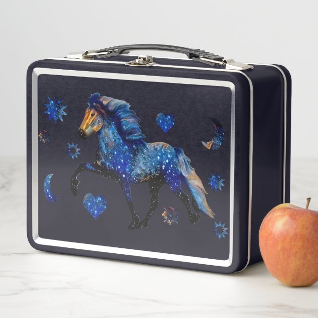 Stary Night Charismatic Tolting Icelandic horse  Metal Lunch Box (In Situ)