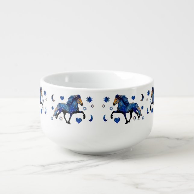 Stary Night Charismatic Tolting Icelandic horse Soup Mug (Front)