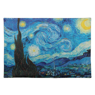 Stary night van gogh floral pattern cloth placemat