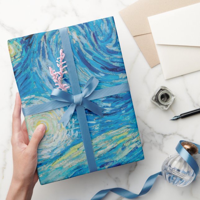 Stary night van gogh floral pattern Wrapping Paper (Gifting)