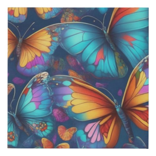 stary night vivid Fantastic butterflies Faux Canvas Print