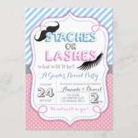 Stashes or Lashes Gender Reveal Invitation