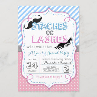 Stashes or Lashes Gender Reveal Invitation