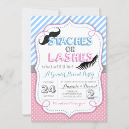 Stashes or Lashes Gender Reveal Invitation | Zazzle