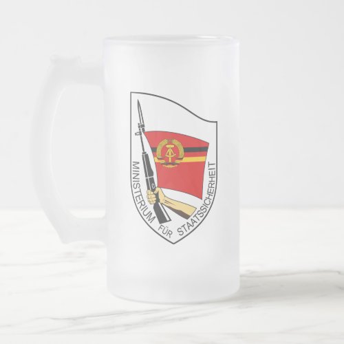 Stasi _ DDR Deutsche Demokratische Republik Frosted Glass Beer Mug
