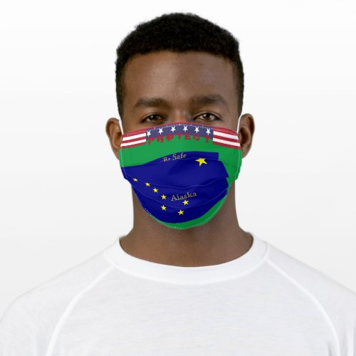 State Alaska Flag w  Stars Stripes on Kelly Green Adult Cloth Face Mask