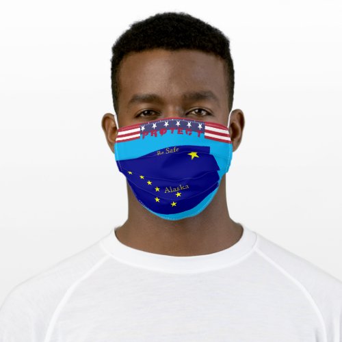 State Alaska Flag w  Stars Stripes on Sky Blue Adult Cloth Face Mask