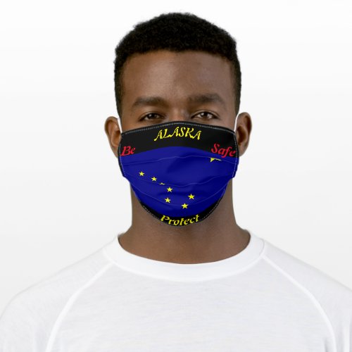 State Alaska State Flag on Black Adult Cloth Face Mask