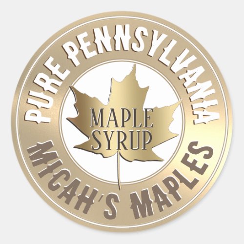 State and Business Name Gold Maple Leaf Mini Label