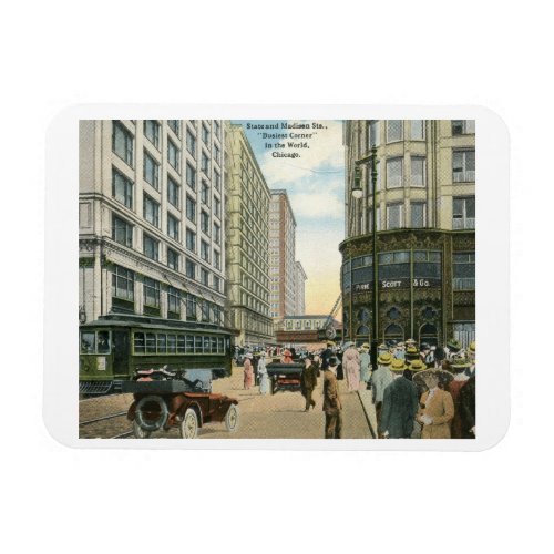State and Madison Streets Chicago 1916 Vintage  Magnet