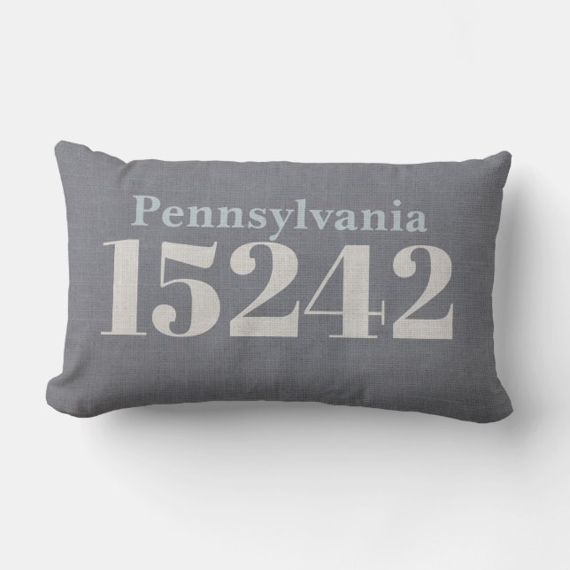State and Zip Code Throw Pillow Steel Blue (Front)