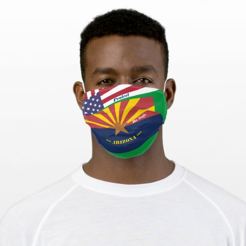 State Arizona Flag on Green w Stars Stripes Adult Cloth Face Mask