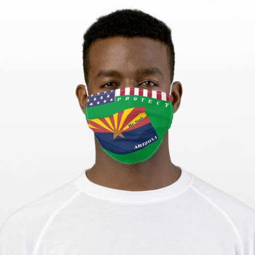 State Arizona Flag on Green w Stars Stripes Adult Cloth Face Mask